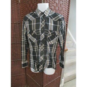 Vintage Rustler Western Shirt Plaid X-Long Tails Size 15 32/33 Snap Buttons